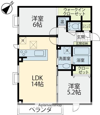 グランフォーレ長坂(2LDK/2階)の間取り写真