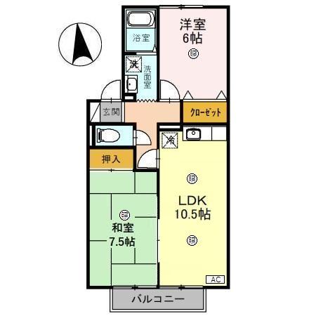 ノースリバーJ(2LDK/2階)の間取り写真
