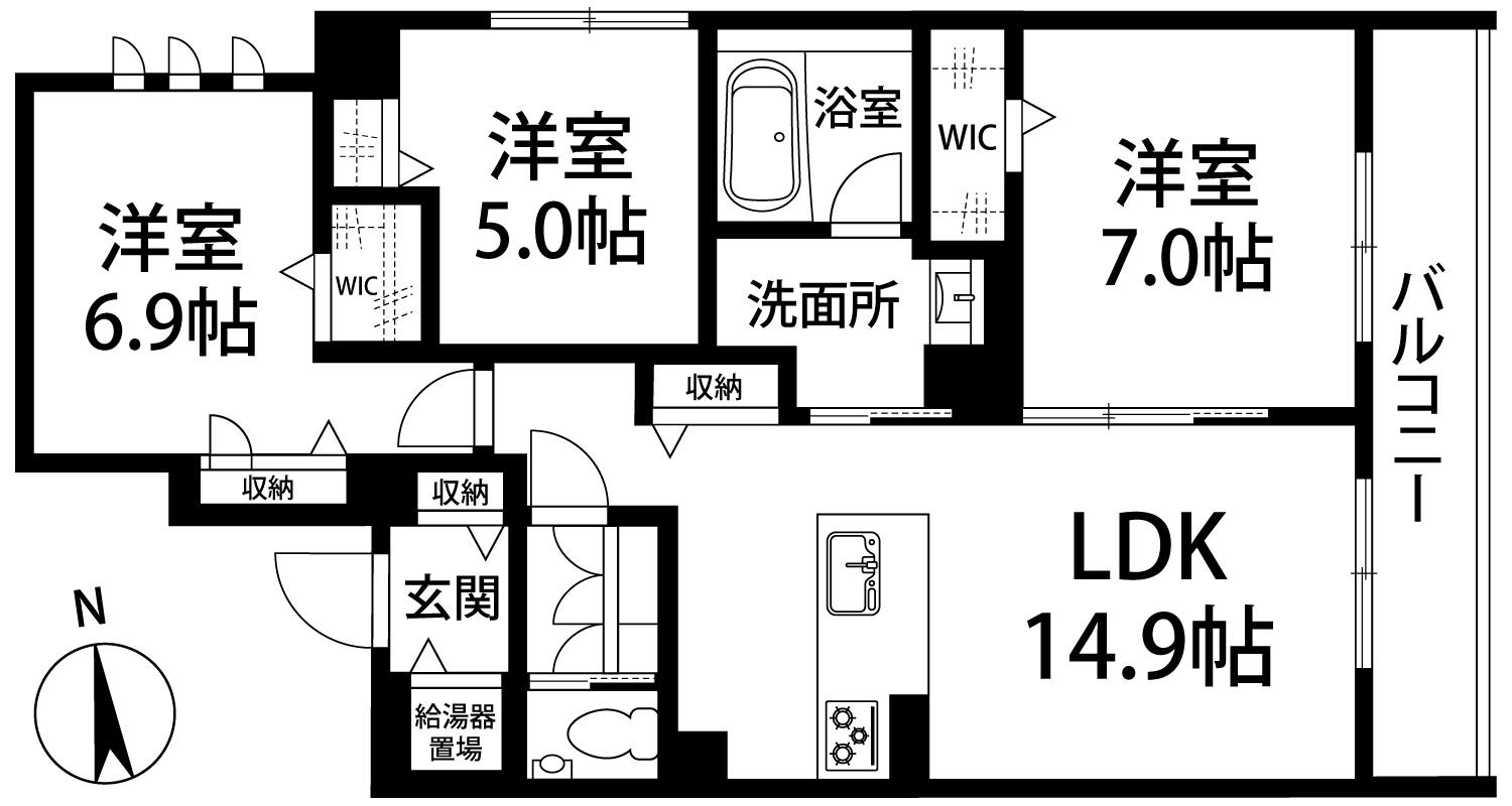 ポルターナⅠ(3LDK/2階)の間取り写真
