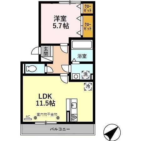 LA・FLORESTA(1LDK/2階)の間取り写真