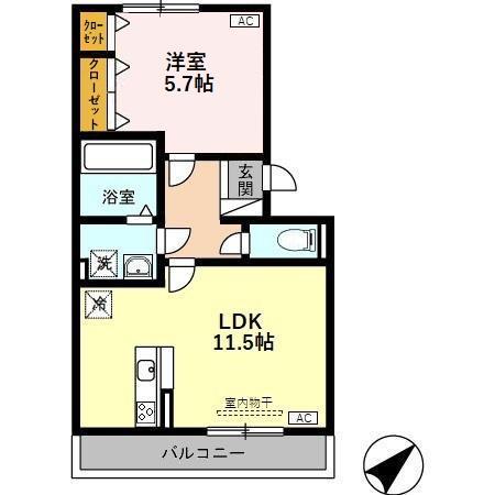 LA・FLORESTA(1LDK/2階)の間取り写真