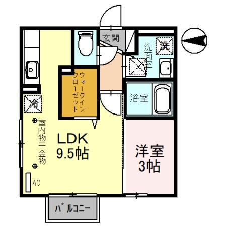 グランマーチB(1LDK/1階)の間取り写真