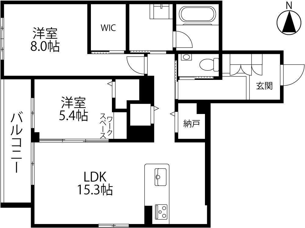リノア泉が丘(2LDK/3階)の間取り写真