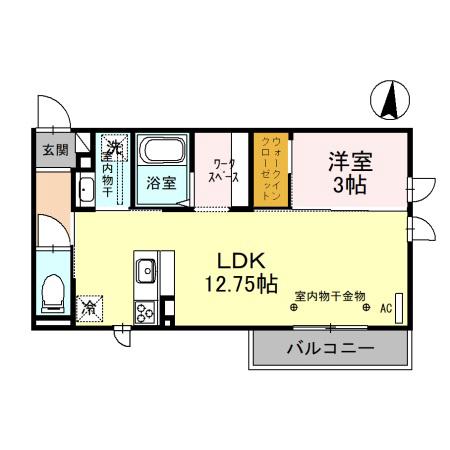 GLYCINE (1LDK/2階)の間取り写真