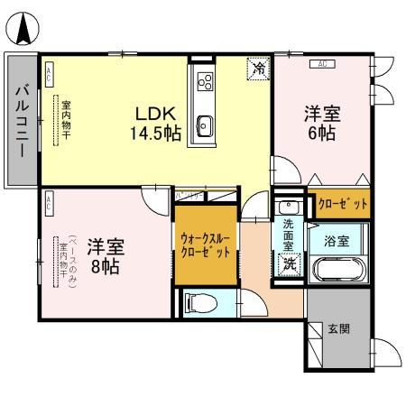DーRESIDENCE諸江町HELZ(2LDK/2階)の間取り写真