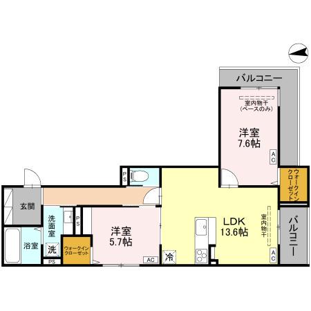 COEUR八日市(2LDK/3階)の間取り写真