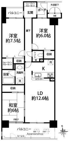 サーパス野々市第2(3LDK/3階)の間取り写真