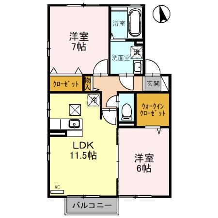 アミターバーA棟(2LDK/1階)の間取り写真