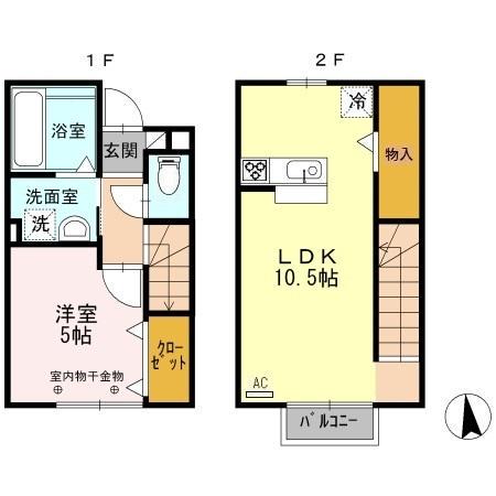 グリーン　Ａ(1LDK)の間取り写真