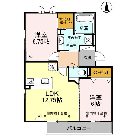 グリシーナ(2LDK/2階)の間取り写真
