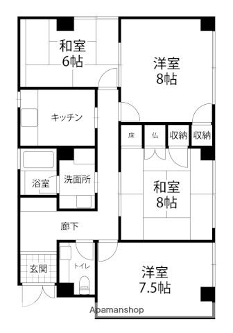 シンセリティー泉野(4K/1階)の間取り写真