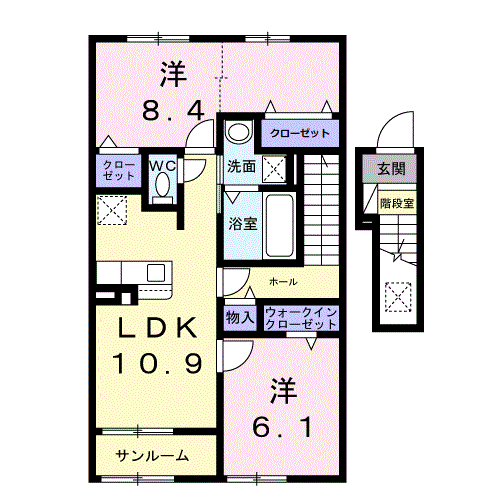 チョコレット(2LDK/2階)の間取り写真