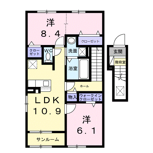 チョコレット(2LDK/2階)の間取り写真
