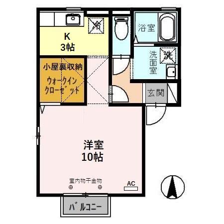 モンターニュ(1K/2階)の間取り写真