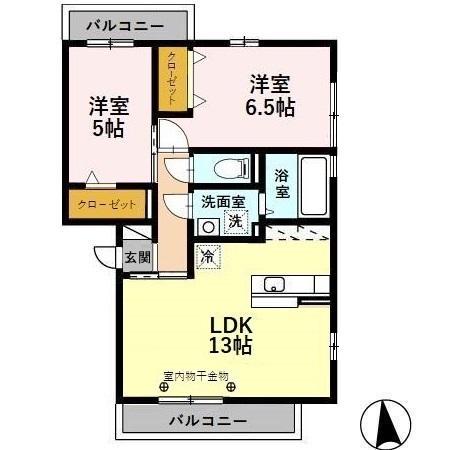 リージェントスクエア C(2LDK/1階)の間取り写真