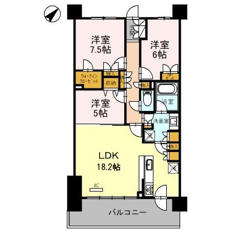 プレミスト西金沢ステーションフロント(3LDK/8階)の間取り写真