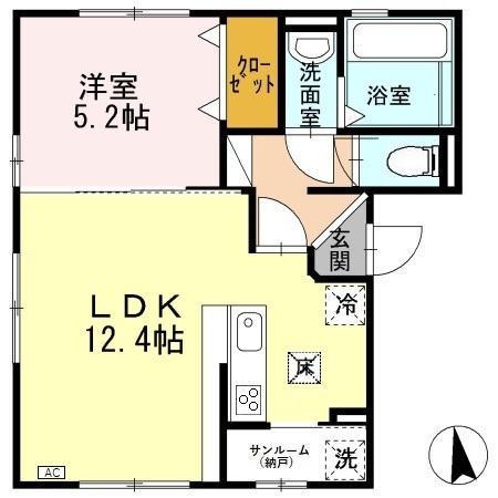 フィリオ(1LDK/1階)の間取り写真