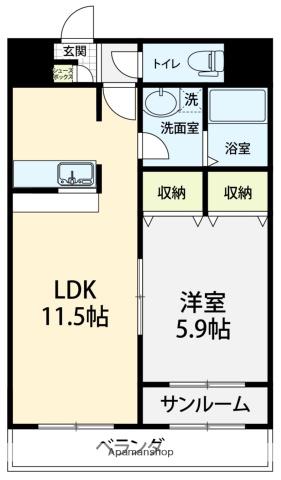 ドリーム6(1LDK/4階)の間取り写真