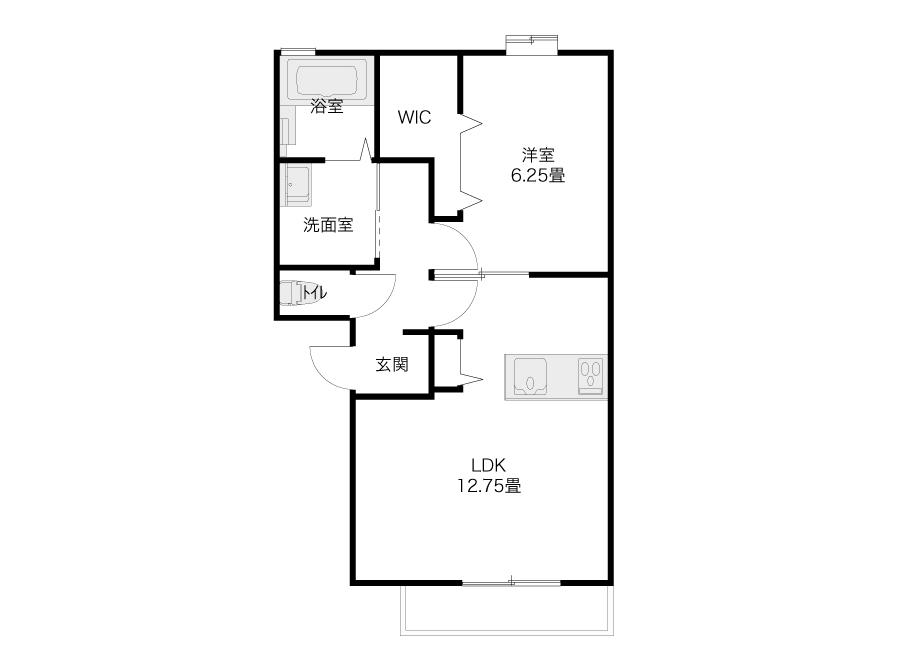 ヴィル コンフォール(1LDK/1階)の間取り写真