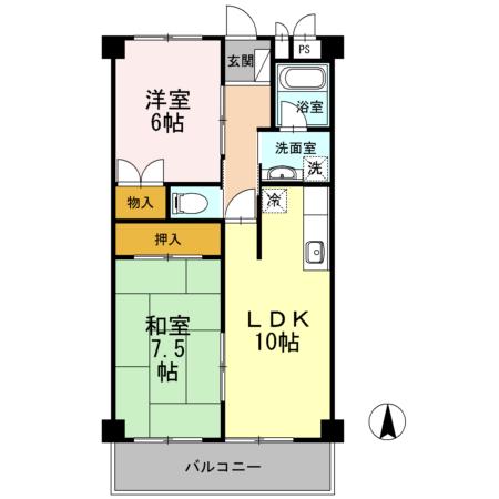 メゾンドール 21(2LDK/2階)の間取り写真