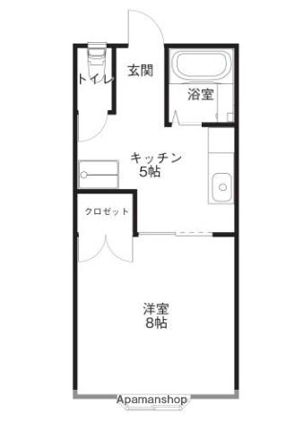 グランメール八日市(1DK/2階)の間取り写真