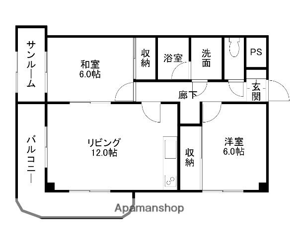 ウエストヴィラージュ(2LDK/3階)の間取り写真