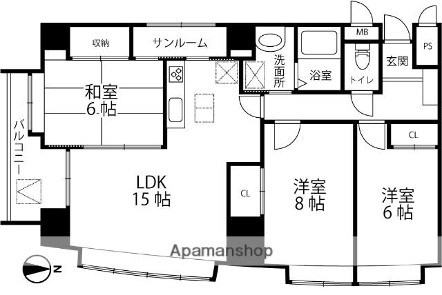 メリディアンコート(3LDK/9階)の間取り写真