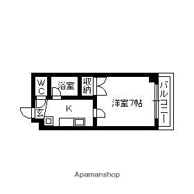 サンヴェール森山(1K/3階)の間取り写真