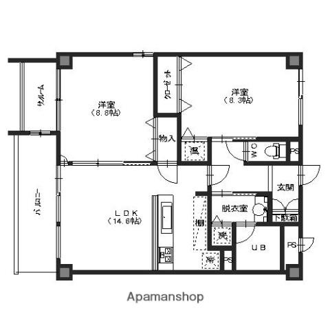 ファーストレーベン昭和町ANNEX(2LDK/4階)の間取り写真