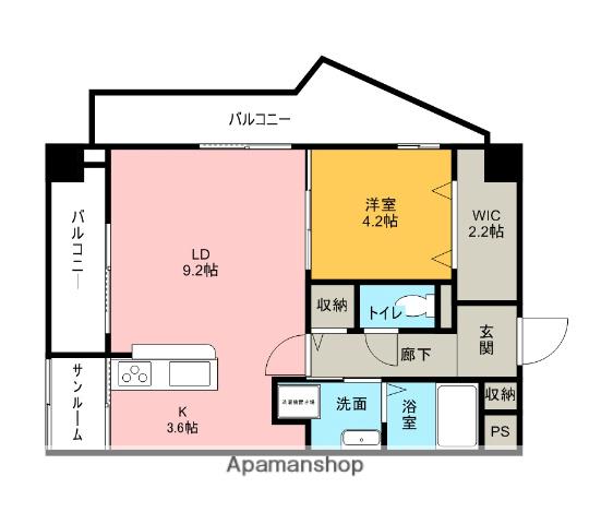 ラ・ペジブル武蔵(1LDK/4階)の間取り写真