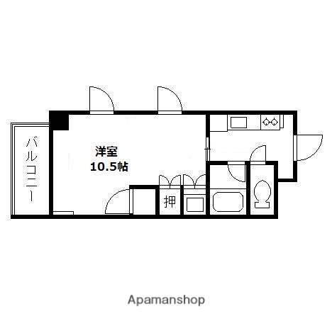 サンライズ長土塀(1K/2階)の間取り写真
