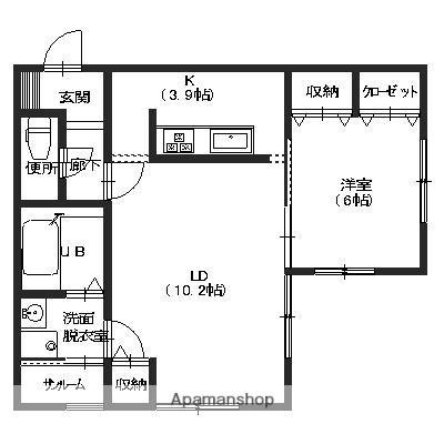 フィナールアソシアード(1LDK/1階)の間取り写真