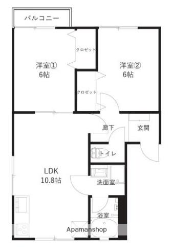 カーサ泉本町(2LDK/1階)の間取り写真