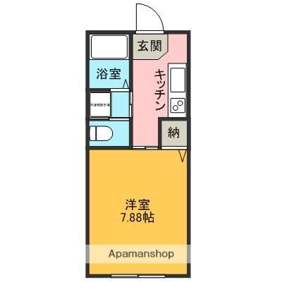 ボヌールK(1K/2階)の間取り写真