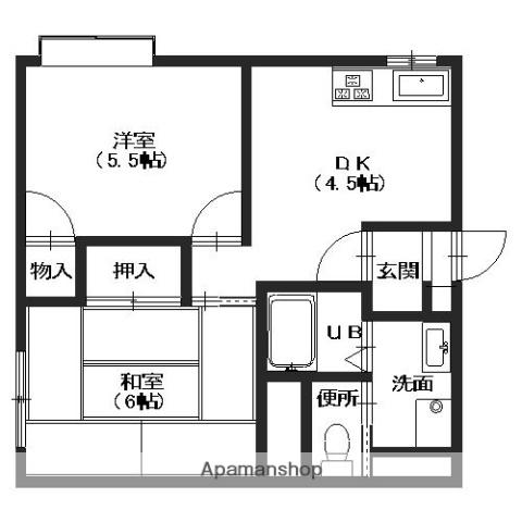 泉野リブライフ(2K/1階)の間取り写真