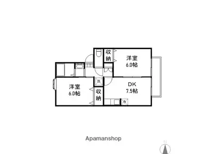 ラフィーヌ三池(2DK/1階)の間取り写真