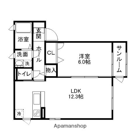 アソルティー(1LDK/2階)の間取り写真