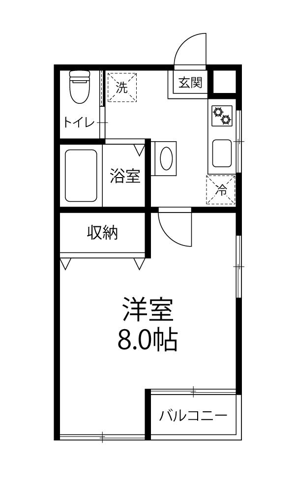 ノースヴィレッジⅢ(1K/1階)の間取り写真