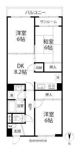 ガーデンコート犀川(3DK/3階)の間取り写真