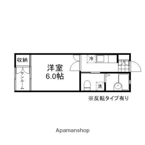 ランドキューブⅤ(1K/2階)の間取り写真