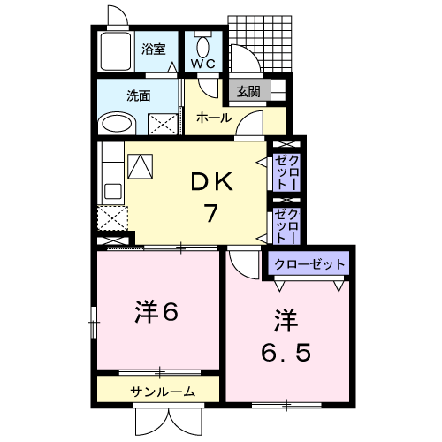 リベルタ(2DK/1階)の間取り写真