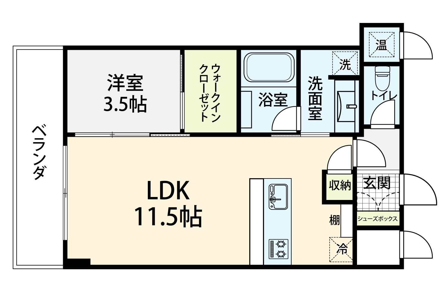 ファースト・レーベン池田町(1LDK/5階)の間取り写真