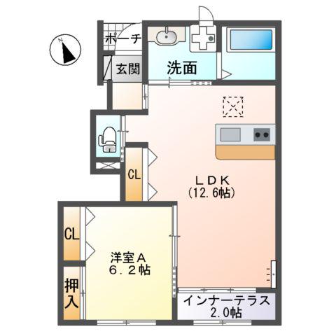 シルフィード(1LDK/1階)の間取り写真