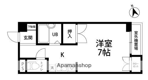 BRO.S HILL(1K/1階)の間取り写真