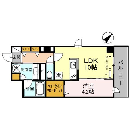 グランデ西金沢駅前(1LDK/4階)の間取り写真