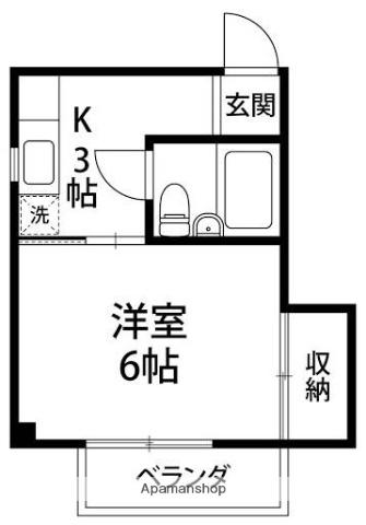 プラウド弥生(ワンルーム/2階)の間取り写真
