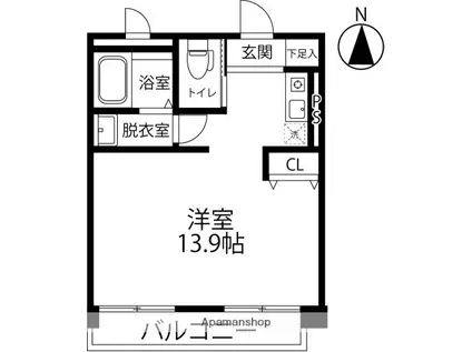 TSUKI TO ICHIBANBOSHI(ワンルーム/4階)の間取り写真