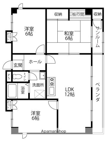 タウンホーム宝屋(3LDK/3階)の間取り写真