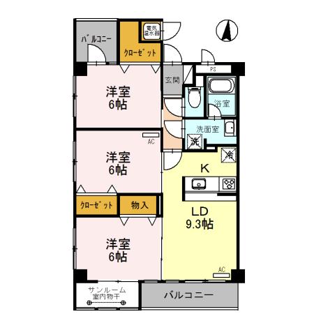 センチュリーミューゼ(3DK/2階)の間取り写真