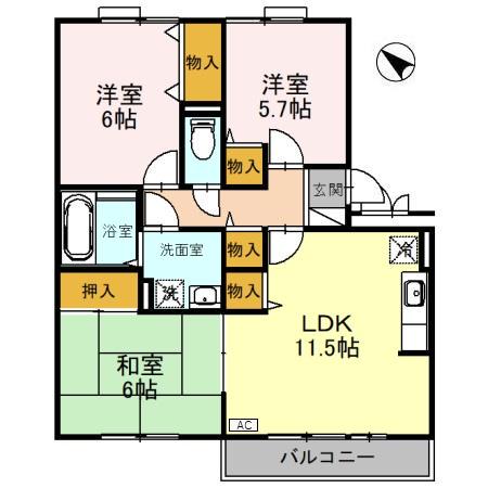 ルミエールあさひ(3LDK/3階)の間取り写真